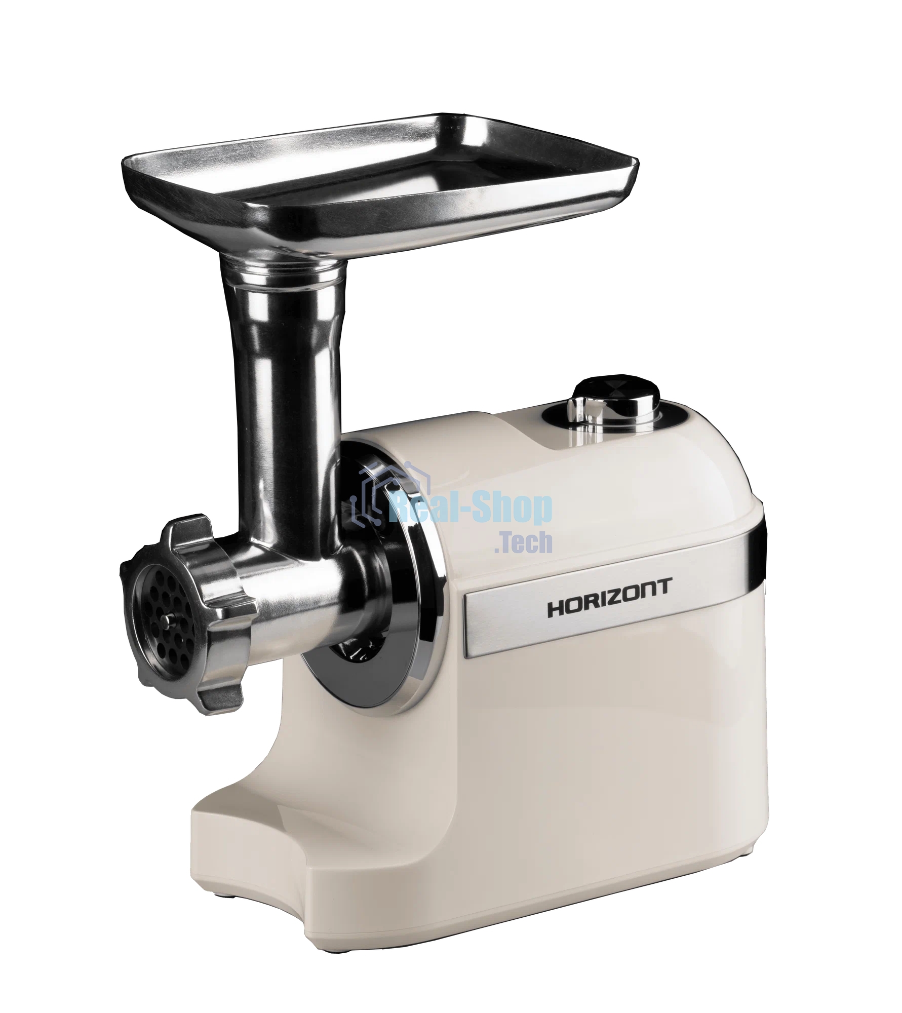 Мясорубка электрическая Horizont HMG02A-1800 белый, 1800 Вт, 1.6 кг/мин, реверс, защита от перегрузки, металлический лоток, насадки - 2