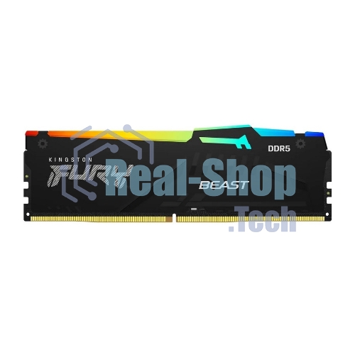 Оперативная память Kingston Fury Beast, DDR5, 8GB (1x8GB), 6000MHz, CL36, DIMM, с радиатором, RGB, черный