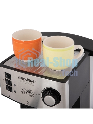 Кофеварка рожковая Endever Costa-1060 черный/стальной, исп. кофе - молотый, 1.6 л, 1000 Вт, 20 бар