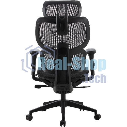 Кресло Cactus CS-MC555-BK черный, сетка, 150 кг, подголовник, регулируемые подлокотники, механизм качания