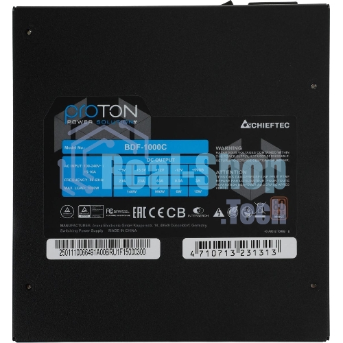 Блок питания Chieftec BDF-1000C, 1000Вт, 80 PLUS Bronze, 140мм, модульный, черный