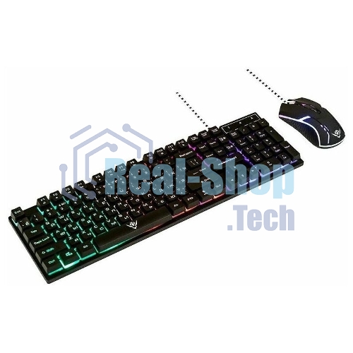 Комплект клавиатура+мышь Nakatomi KMG-2305U проводной, USB, 1600 DPI, черный