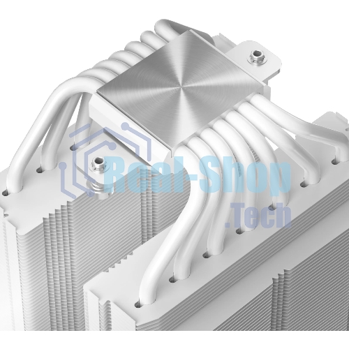 Кулер для процессора Thermalright Royal Pretor 130 Ultra White (4-pin PWM, 158mm, Ni/Cu, 7x6mm, 1x120mm ARGB +1x130mm, 69CFM/81.88CFM, 27dBA/28.3dBA, 2150RPM/1750RPM, S: 1200, 1700, 1851, 115X, 2011, 2066, AM4, AM5, white)