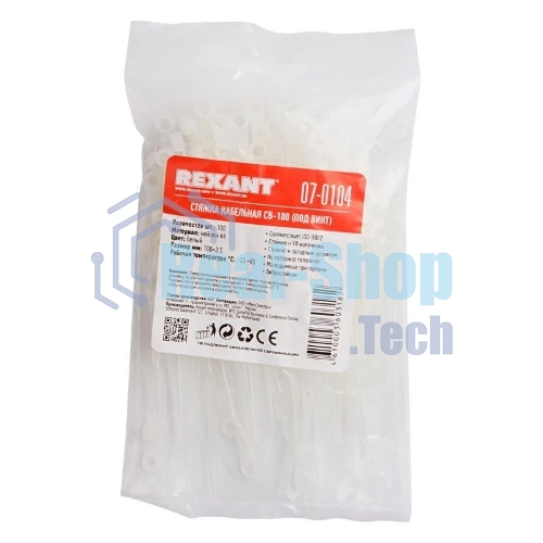 Хомут кабельный Rexant 3.6х100 нейл. белый (уп. 100 шт)