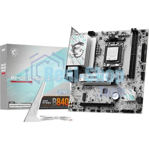 Материнская плата MSI B840M GAMING PLUS WIFI6E, AM5, AMD B840, 4xDDR5, 4xSATA, 2xM.2, 1xPCIe 4.0 x16, 1xPCIe 3.0 x4, 1xHDMI (v2.1), 1xUSB-C 10Gbps, 1xUSB-A 10Gbps, 2xUSB-A 5Gbps, 4xUSB-A 2.0, 1x2.5Gb LAN, Wi-Fi 6E, Bluetooth 5.3, 2x3.5 мм, 7.1, mATX