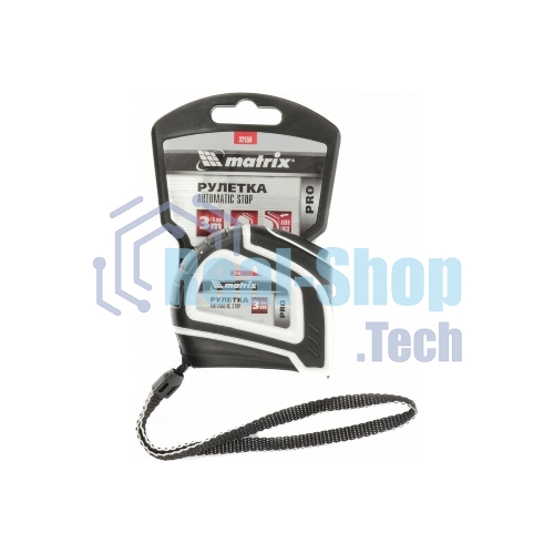 Рулетка Matrix Autostop, 3 м х 16 мм двухкомпонентный корпус