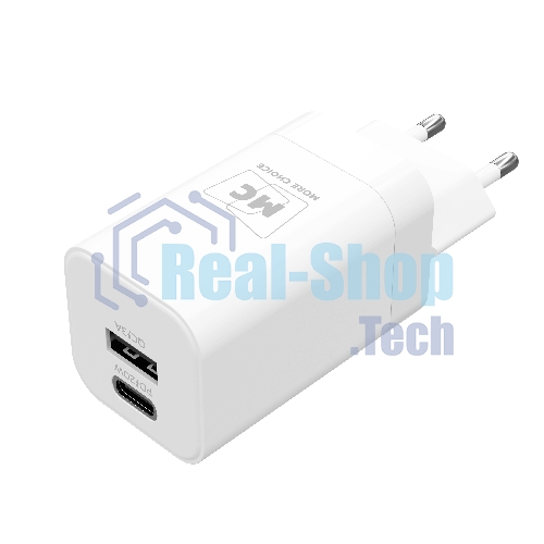 Сетевое зарядное устройство MORE CHOICE NC85i 1USB+1Type-C 3.0A PD 20W+QC3.0 для Lightning 8-pin Type-C, белый