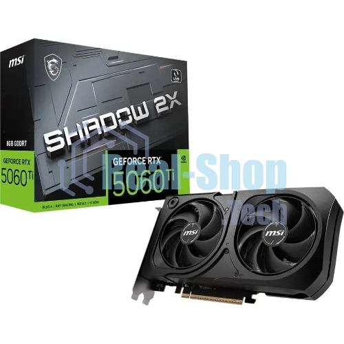 Видеокарта MSI RTX 5060 Ti 8G SHADOW 2X PLUS, NVIDIA RTX 5060 Ti, 8 ГБ GDDR7, 128 бит, PCI-e 5.0, 1xHDMI, 3xDP, 2587 МГц