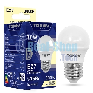 Лампа светодиодная TOKOV ELECTRIC 10Вт G45 3000К Е27 176-264В
