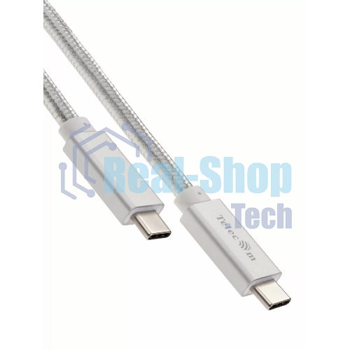 Кабель USB 3.1 Type Cm -- Cm IC 5А 10Gbs длина 1M, Telecom TC420S серебряный
