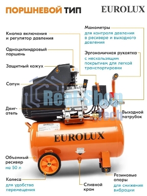 Компрессор Eurolux КМП-1800EU 900/74/3/41