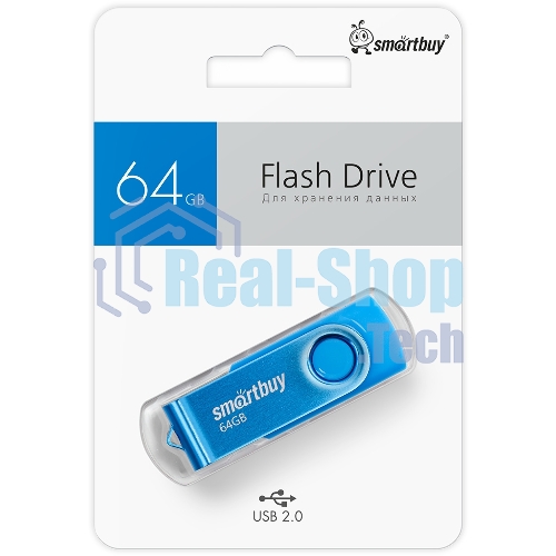 Флешка USB Smartbuy Twist Blue (SB064 Gb2TWB), 64Mb, USB 2.0, R/W 20/10, синий