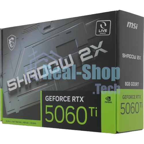 Видеокарта MSI RTX 5060 Ti 8G SHADOW 2X PLUS, NVIDIA RTX 5060 Ti, 8 ГБ GDDR7, 128 бит, PCI-e 5.0, 1xHDMI, 3xDP, 2587 МГц