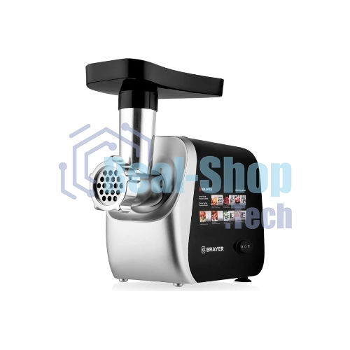 Мясорубка электрическая BRAYER BR1608 черный, 2000 Вт, 2.0 кг/мин, реверс, насадки - 8