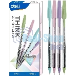 Набор ручек шариковых Deli Think EQ8-C ассорти/прозрачный, d=0.5мм, синие чернила (12шт)