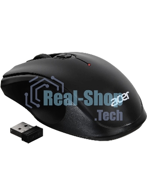 Мышь беспроводная Acer OMR030 черный, 1600 dpi, радиоканал, USB, кнопки - 4