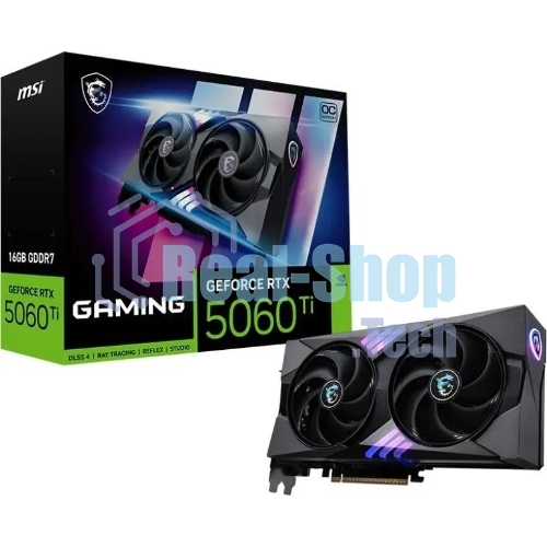 Видеокарта MSI RTX 5060 Ti 16G GAMING OC, NVIDIA RTX 5060 Ti, 16 ГБ GDDR7, 128 бит, PCI-e 5.0, 1xHDMI, 3xDP, 2647 МГц