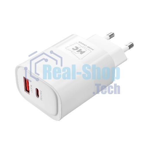 Сетевое зарядное устройство MORE CHOICE NC82a 1USB+1Type-C 3.0A PD 35W+QC3.0 для Type-C Type-C, белый