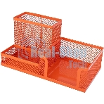 Подставка Deli E9154 3 отделения для письменных принадлежностей, 80x80x90мм, ассорти, металл, сетка
