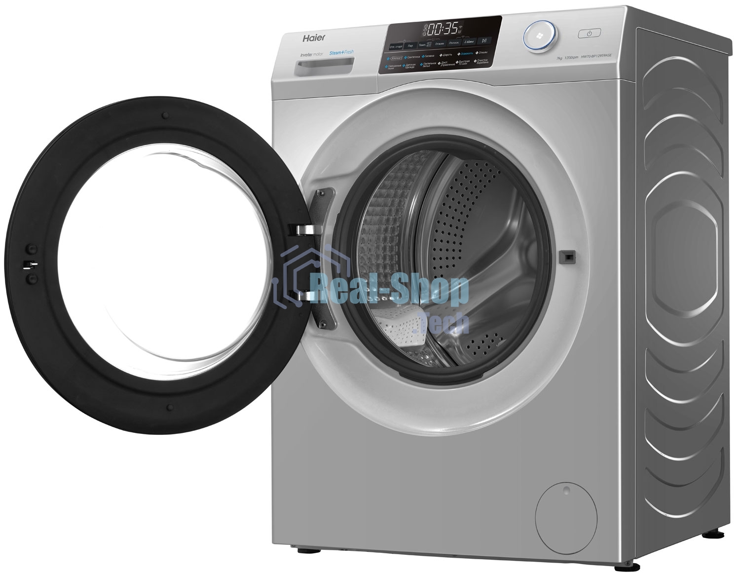 Стиральная машина Haier HW70-BP12959ASE серебристая, загрузка фронтальная 7кг, 1200 об/мин., класс: A+++