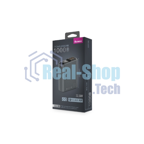 Портативный аккумулятор OLMIO QS-10, 10000mAh, 22.5W QuickCharge3.0/PowerDelivery, LCD, темно-серый