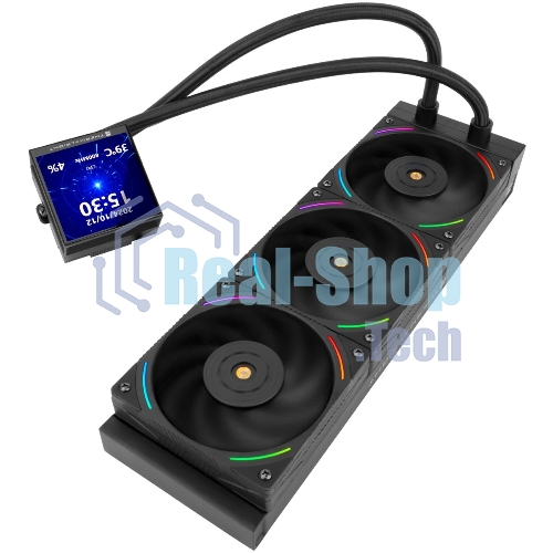 Водяное охлаждение для процессора Thermalright Hyper Vision 360 (360mm, LED, Black, ARGB/Fans: 3x120mm, 69CFM, 27dBA, 2150RPM/Pump height 68mm, 6400RPM, Rad thickness 27mm/S: 1700, 1200, 1851, 115X, 2011, 2066, AM5, AM4)