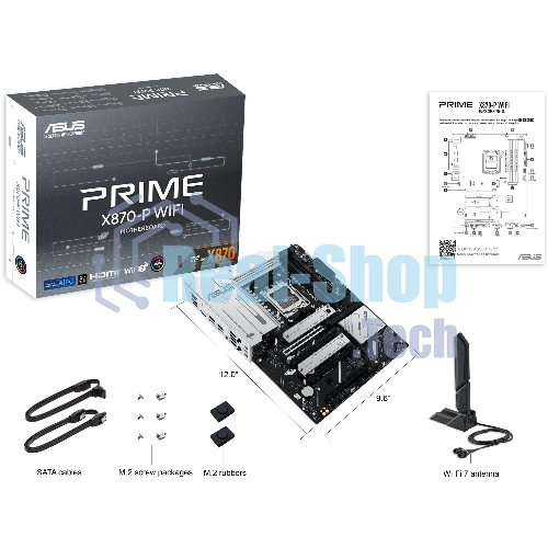 Материнская плата ASUS PRIME X870-P WIFI, AM5, AMD X870, 4xDDR5, 2xSATA, 4xM.2, 1xPCI-E 5.0 x16, 2xPCI-E 4.0 x1, 1xHDMI, 2xUSB-C, 1x 2.5Gb LAN, 4xUSB-A 3.2 Gen 1, 1xUSB-A 3.2 Gen 2, 4xUSB-A 2.0, 3x3.5 мм, 7.1, 1xWi-Fi 7, ATX