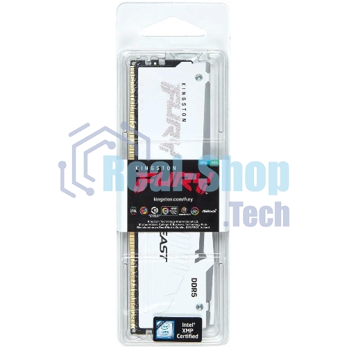 Оперативная память Kingston Fury Beast, DDR5, 16Gb (1x16GB), 5200MHz, CL40, DIMM, с радиатором, RGB, белый