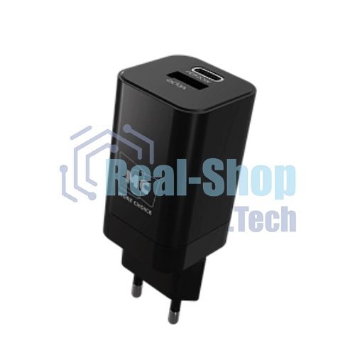 Сетевое зарядное устройство MORE CHOICE NC85a 1USB+1Type-C 3.0A PD 20W+QC3.0 Type-C Type-C, черный