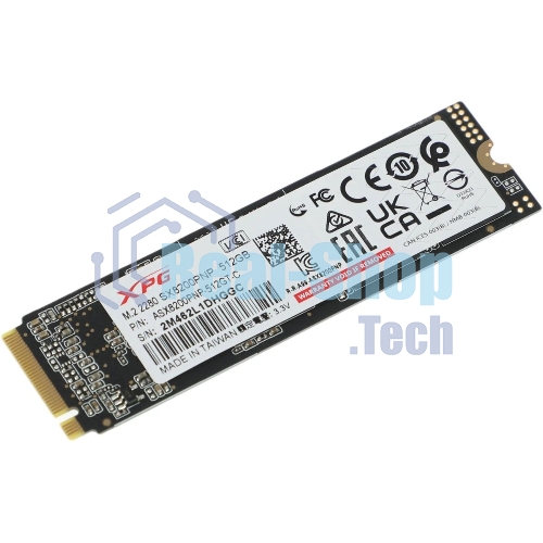 Накопитель SSD XPG SX8200 Pro, 512 Gb, PCIe 3.0 x4, M.2 2280, NVMe, R/W 3350/2350, с радиатором