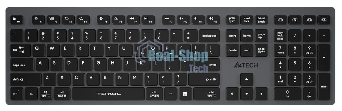 Клавиатура беспроводная A4Tech Fstyler FBX50C, USB, Bluetooth/Радиоканал, серый