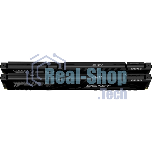Оперативная память Kingston Fury Beast, DDR5, 32Gb (2x16Gb), 6400MHz, CL32, DIMM, с радиатором, черный