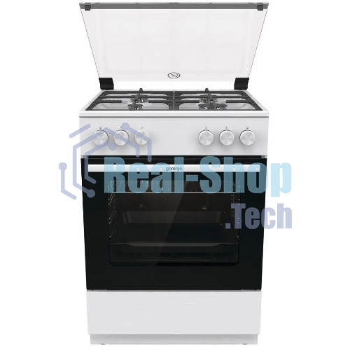Плита газовая Gorenje GG6A11WF белый, конфорок 4 газовых, духовка 72 л, 60 см x 85 см x 60 см
