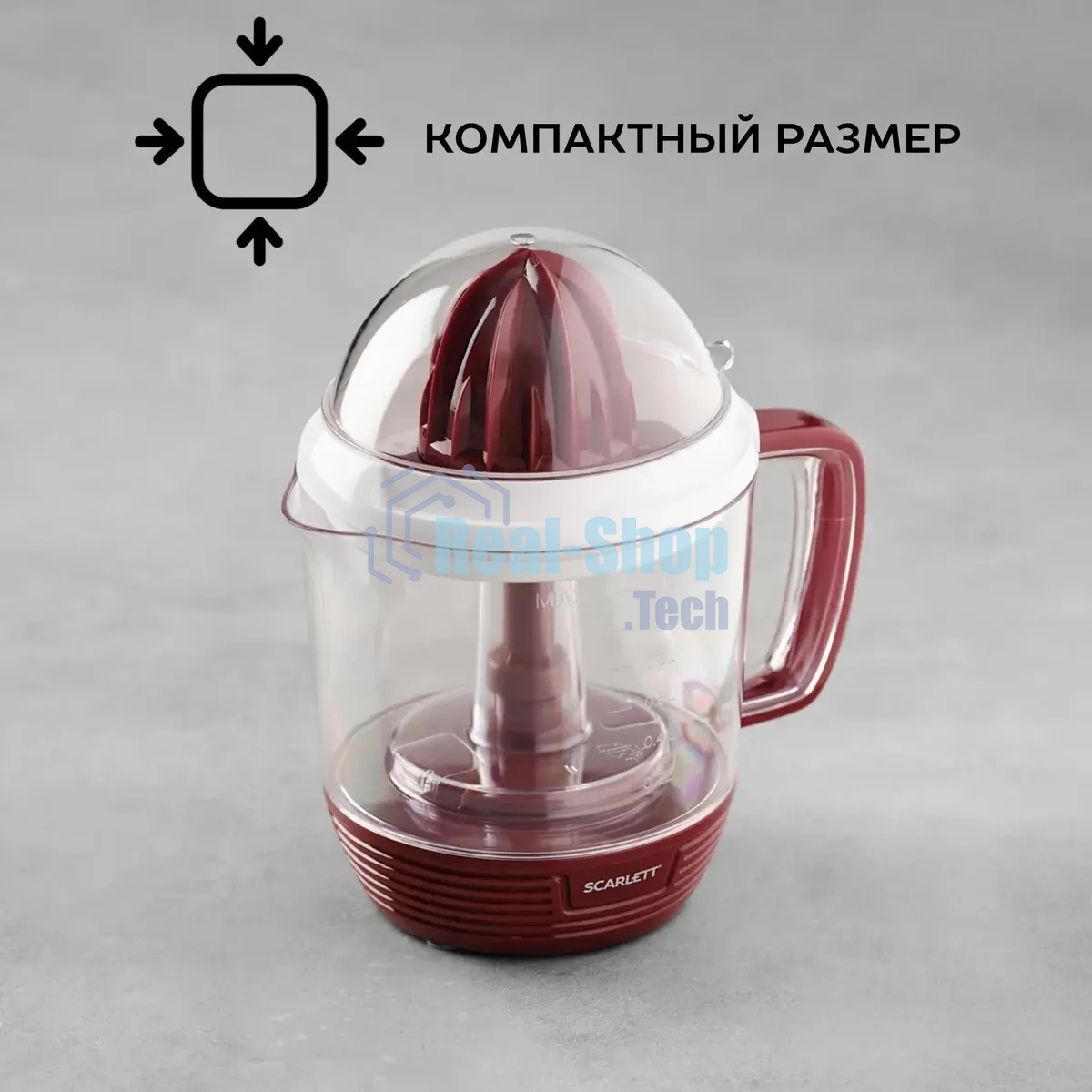 Соковыжималка Scarlett SC-JE50C08 красный/белый, цитрусовая, 25 Вт, 1200 мл, механическое