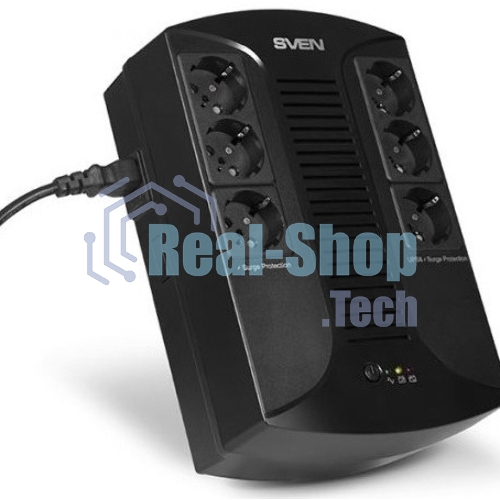 Источник бесперебойного питания SVEN UP-L1000E 1000VA/500W (6 розеток: 3х UPS/сетевой фильтр+3 x сетевой фильтр)