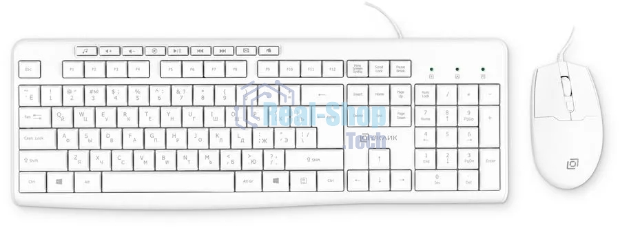 Комплект клавиатура+мышь Oklick S650 проводной, USB, 2000 DPI, белый