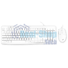Комплект клавиатура+мышь Oklick S650 проводной, USB, 2000 DPI, белый