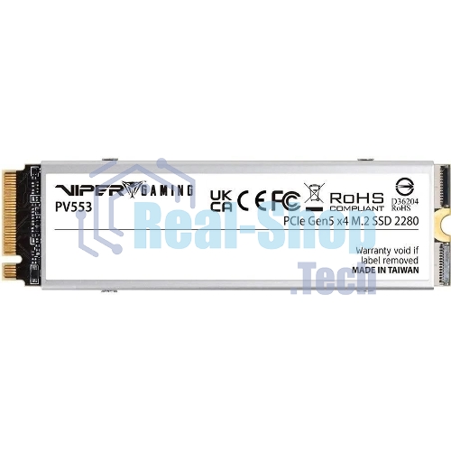 Накопитель SSD Patriot Viper PV553, 1Tb, PCIe 5.0 x4, M.2 2280, NVMe, R/W 11700/9500, активное охлаждение