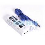 USB-концентратор Smartbuy (SBHA-7304-W) USB 3.0 хаб + выкл., 4 порта, белый