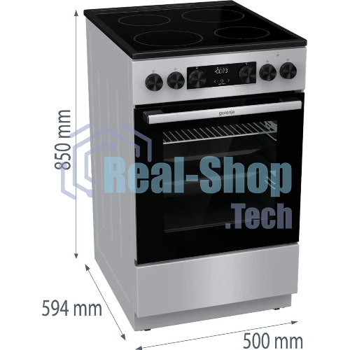 Плита электрическая Gorenje GEC5C41SG серый, конфорок 4 электрических, духовка 70 л, 50 см x 85 см x 59.4 см (без крышки)