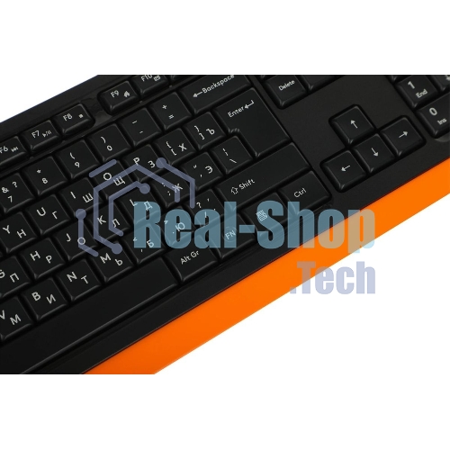 Комплект клавиатура+мышь A4Tech FStyler F1010 проводной, USB, 1600 DPI, чёрный/оранжевый