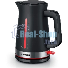 Электрочайник Bosch TWK4M223 черный, 1.7 л, 2400 Вт, скрытый нагревательный элемент