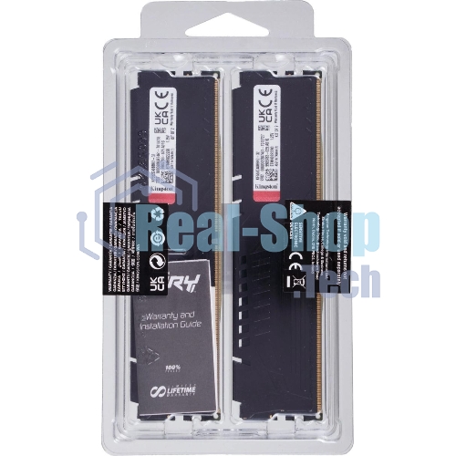Оперативная память Kingston Fury Beast, DDR5, 32GB (2x16GB), 5200MHz, CL40, DIMM, радиатор, черный