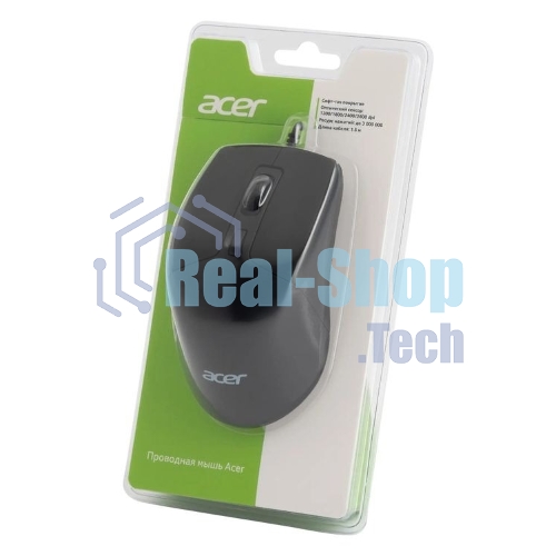 Мышь проводная Acer OMW130 черный, 3600 dpi, USB, кнопки - 6