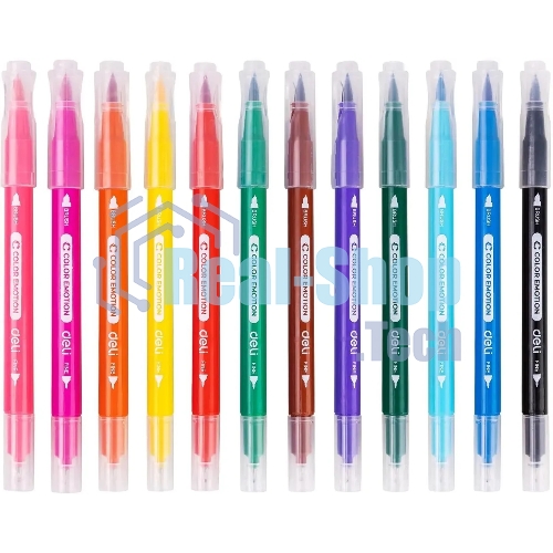Фломастеры Deli EC151-12 Color Emotion 12 цветов, пластиковая коробка (12шт)