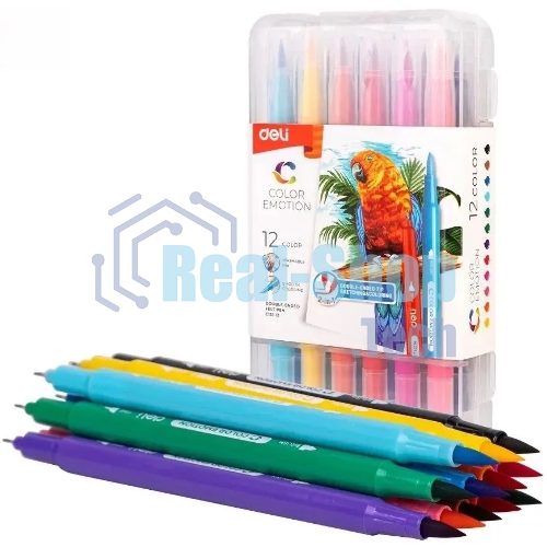 Фломастеры Deli EC151-12 Color Emotion 12 цветов, пластиковая коробка (12шт)