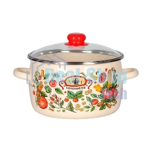 Кастрюля Appetite 1RC161S Болоньезе стеклянная крышка, эмалированная сталь, сфер. 2 л