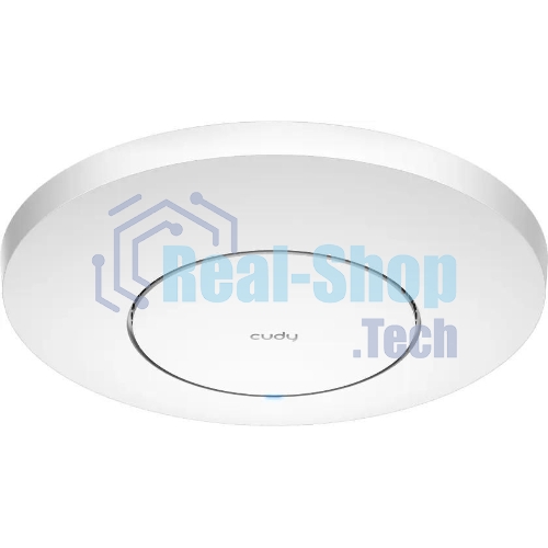 Точка доступа AX3000 Dual Band Ceiling Mount Wi-Fi 6 Access Point, Chipset MT7981, 802.11ax/ac/a/b/g/n, 2402Mbps at 5GHz + 574Mbps at 2.4GHz, 1 x 2.5G RJ45 Port, MU-MIMO, Support 12V DC or 802.3at PoE or Passive PoE, Internal Antennas, 48V passive PoE adapter included, Cudy Mesh Support
