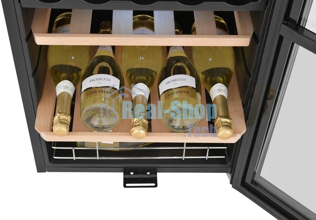 Винный шкаф ZÜGEL ZCWF331DB черный, 88 л, 2 отсека, 33 бут.