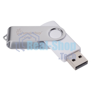 Флешка USB Smartbuy Twist White (SB016GB2TWW), 16Gb, USB 2.0, R/W 15/5, белый/серебристый